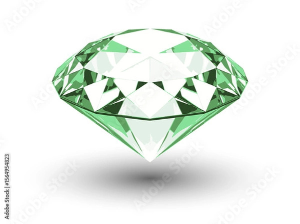 Fototapeta Faceted emerald on a white background. Vector illustration
