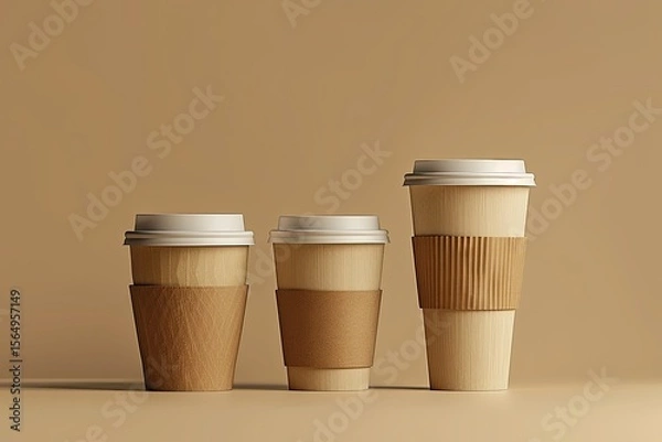 Obraz High Definition Image of Three Coffee Cups of Different Sizes