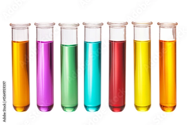 Fototapeta Colorful test tubes filled with liquid  isolated on white background