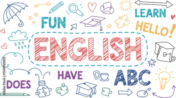 Fototapeta Learn english online fun and easy with our english language learning resources and english study materials