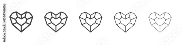 Obraz Heart shaped diamond icon Line graphics illustration symbol