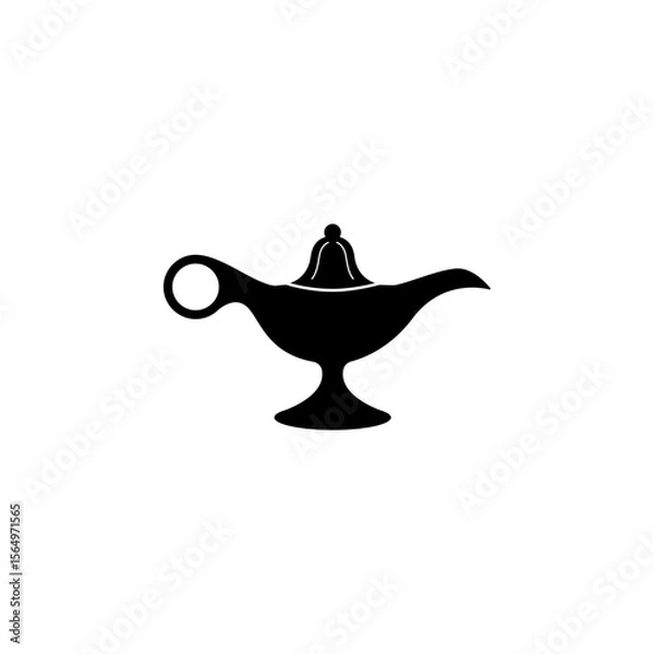 Fototapeta Arabian Magic Oil Lamp, Genie Lantern vector Solid Flat Vector Icon Isolated on White Background.