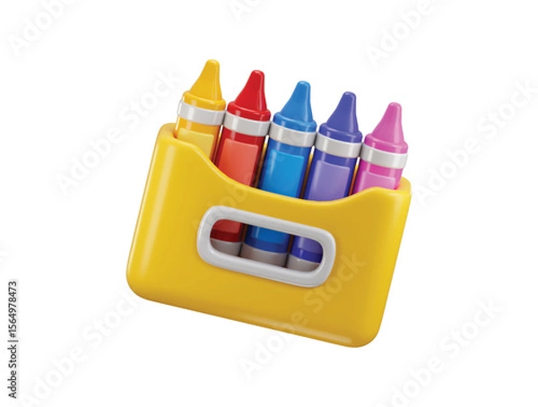 Fototapeta Drawing crayon box icon 3d render concept of back to school and crayons box for Drawing education icon vector illustration