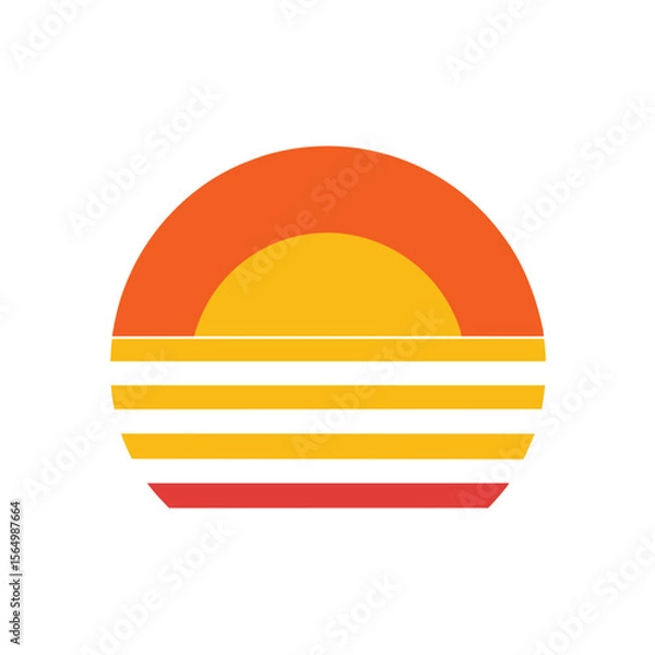 Obraz simple icon of sunset with smooth retro stripe design
