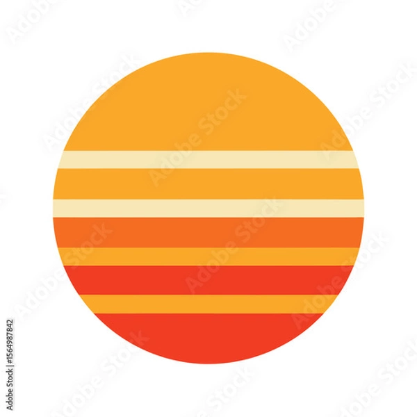 Obraz simple retro circle sunset in warm tones with soft bands