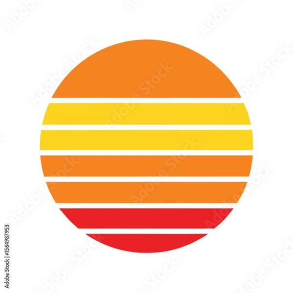 Obraz simple retro stripe icon forming circular sunset