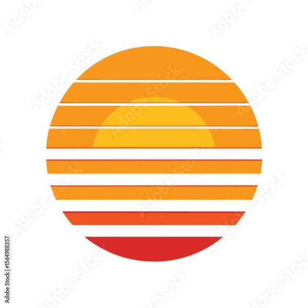 Obraz simple retro sun with horizontal warm stripes vector