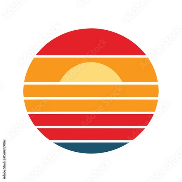 Obraz simplified sunset graphic with bold retro bands vector