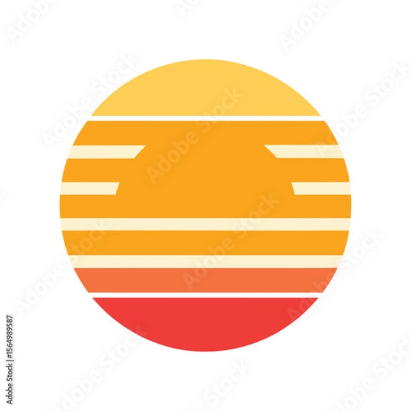 Obraz soft gradient retro stripe sun icon with rounded corners