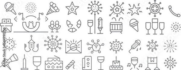 Fototapeta Celebrate with joy Outlined party icons forming cheerful illustrations creating a festive atmosphere