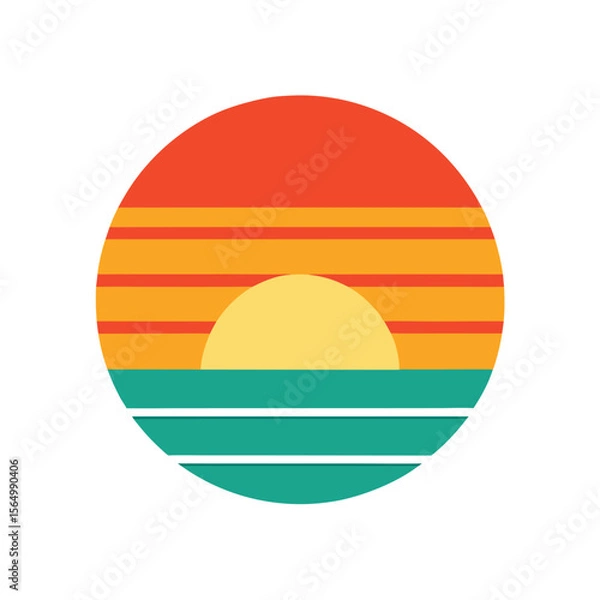 Obraz soft retro sunset icon with symmetrical color bands