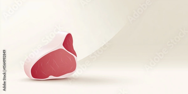 Fototapeta 3D illustration of a stylized piece of meat on a soft gradient background, showcasing the texture and color variations, ideal for culinary or food-related design projects