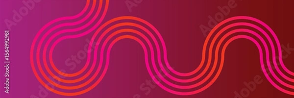 Fototapeta Modern pink abstract horizontal banner background with glowing geometric lines. Suitable for covers, brochures, presentations, pamphlets. vector