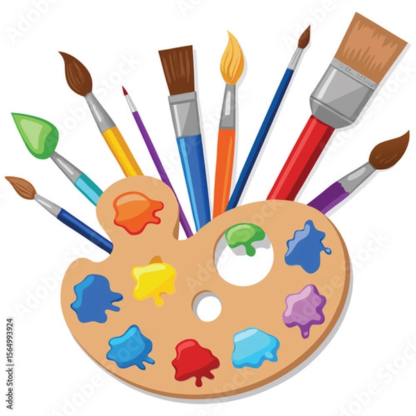 Fototapeta vector brushes and palette