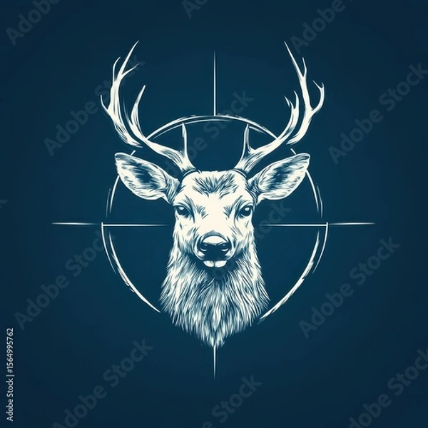 Fototapeta Deer illustration featuring antlers and crosshair design for hunting and wildlife themes