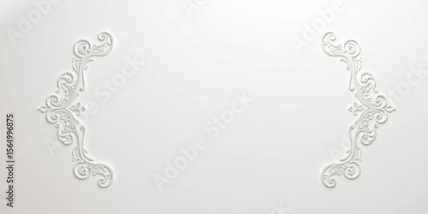 Fototapeta Intricate white arabesque border on white background, ideal for luxury design,  stylish,  islamic