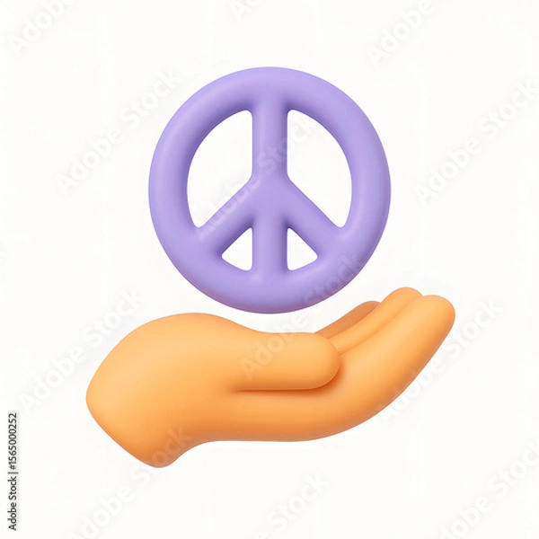 Obraz 3D Peace Symbol on a Palm Icon Isolated on a White Background