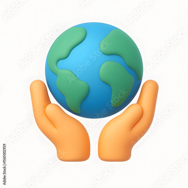 Fototapeta 3D Save The Earth Icon on a White Background