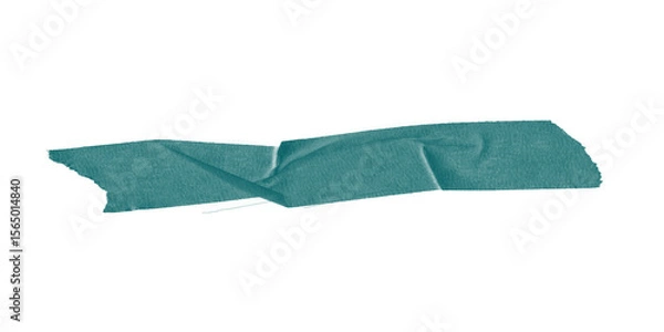 Obraz Twisted green duct tape piece with folds – torn strip isolated on transparent background for artistic collage design, handmade elements, and textured visuals.
