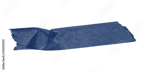 Obraz Wrinkled dark blue duct tape strip isolated on transparent background – realistic textured adhesive tape for repair, collage, scrapbooking, or crafting projects in visual design.
