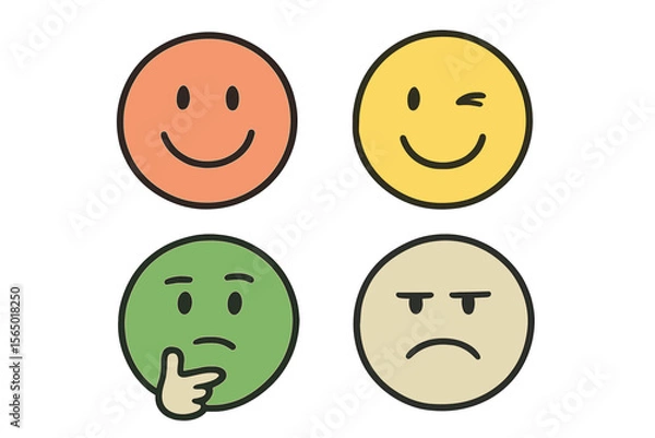 Fototapeta Vector illustration of emoji expressions for communication design in flat style