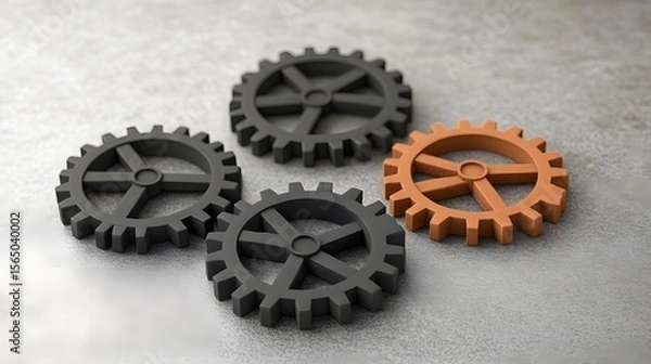 Fototapeta Interlocking Gears Mechanism Teamwork Concept