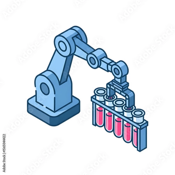 Fototapeta Automated robotic arm handling test tubes.