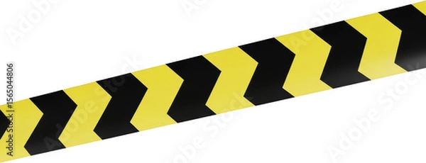 Fototapeta Bold Yellow And Black Warning Tape With Chevron Patterns Extending Diagonally Across A Plain Transparent Background