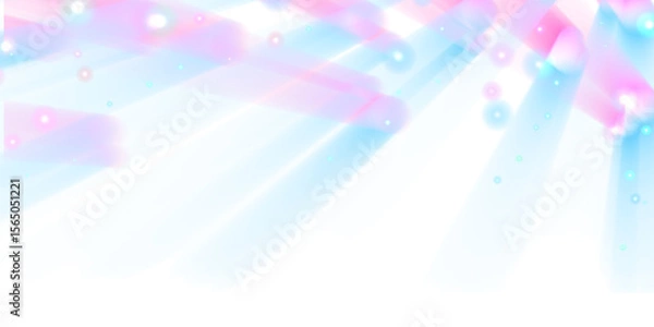 Fototapeta Blurred blue and pink overlay effect, contrast rays effect and lens flare reflection on transparent background with sparkling stars.
