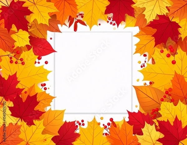 Fototapeta Autumn Leaves Frame Vibrant Fall Foliage Border for Seasonal Designs and Thanksgiving Projects