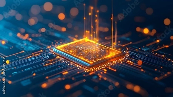 Obraz "Computer Chip on Circuit Board Tech Background"