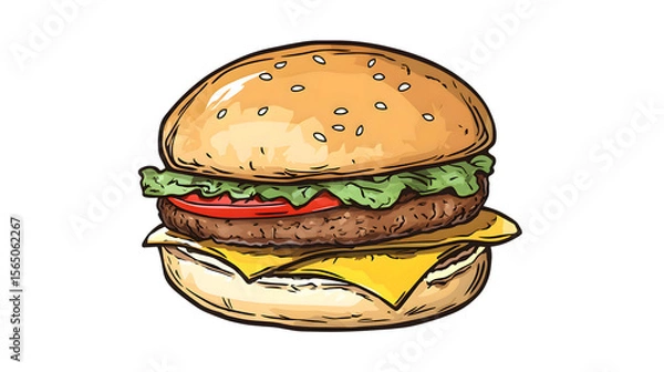 Fototapeta hamburger isolated on white background