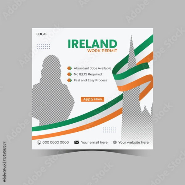 Obraz Ireland Work Permit Social Media Post