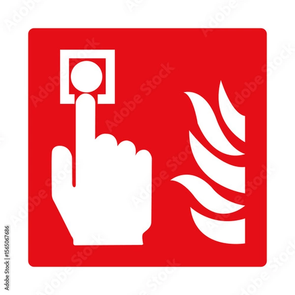 Fototapeta Manual fire alarm. Red fire sign. Fire fighting equipment sign. Manually triggering a fire alarm when fire or smoke is detected. Fire alarm. Fire alert button.