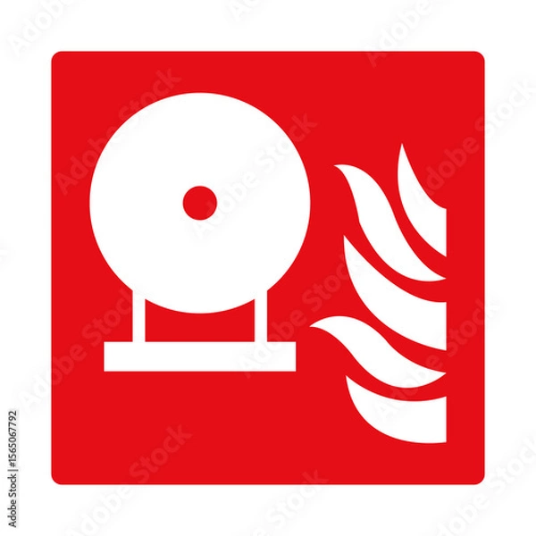 Fototapeta Stationary fire extinguishing system module. Red fire sign. Fire fighting equipment sign. Indication of the location of a module containing an extinguishing agent for automatic fire extinguishing.