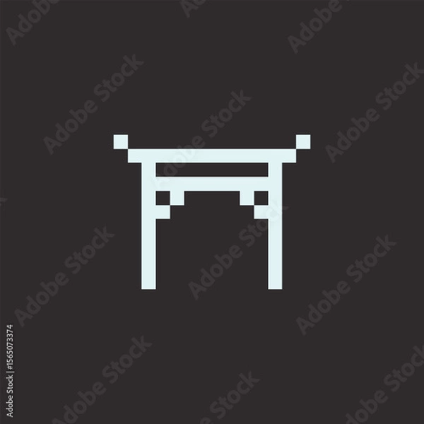 Fototapeta this is chinese architecture icon in pixel art with white color and black background this item good for presentations,stickers, icons, t shirt design,game asset,logo and your project.