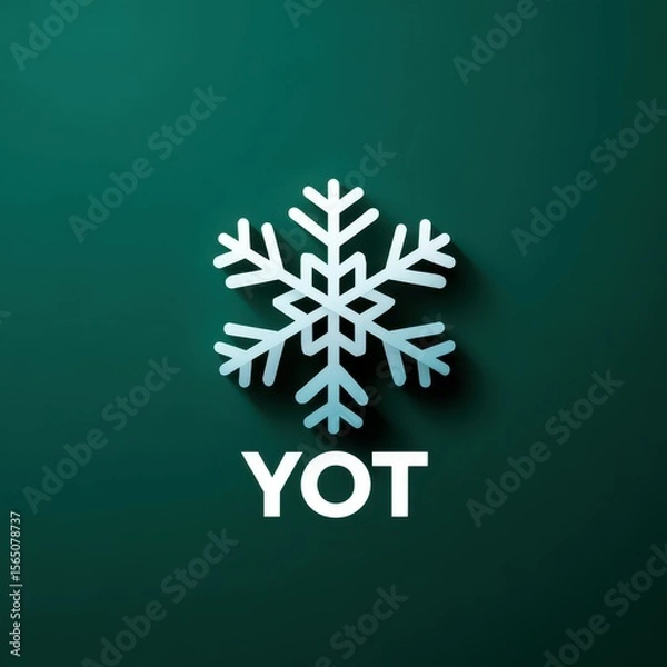 Obraz Snowflake design with YOT text on a teal background during winter season