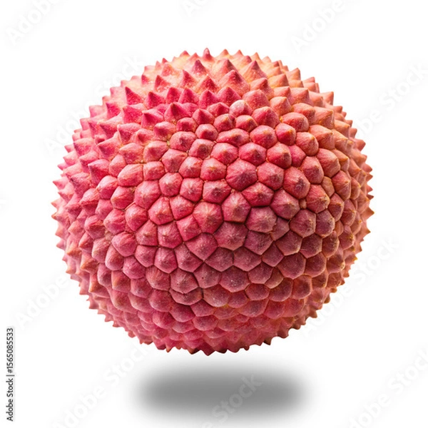 Fototapeta A close up shot of a single lychee fruit with rough surface with Transparent shadow on Transparent PNG