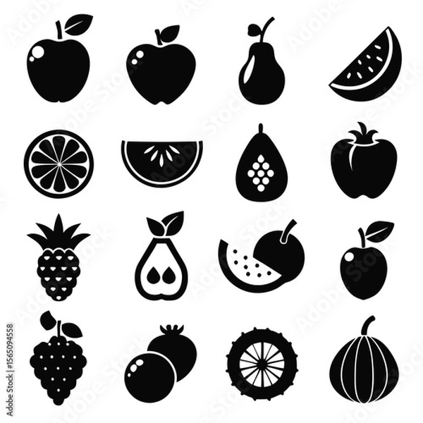 Fototapeta A set of fruits icon vector illustration