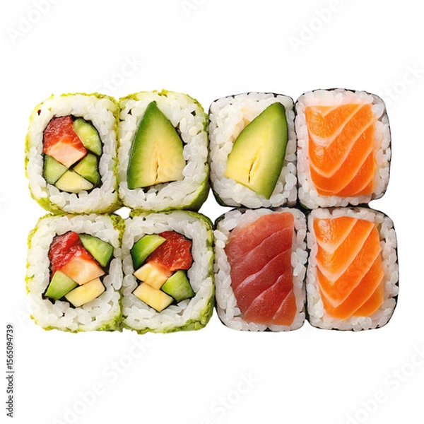 Fototapeta Set of sushi isolated on transparent background  
