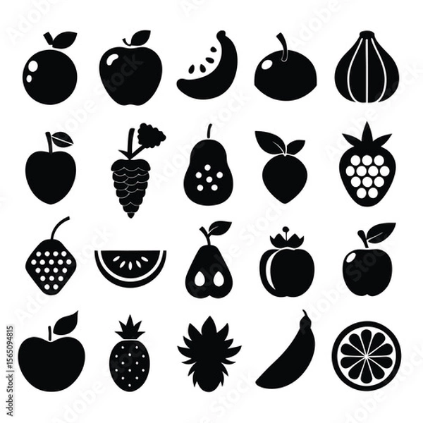 Fototapeta A set of fruits icon vector illustration