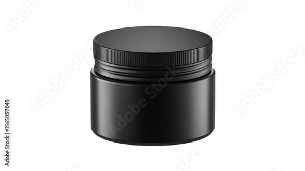 Fototapeta Black container with screw on lid is shown on a transparent background.