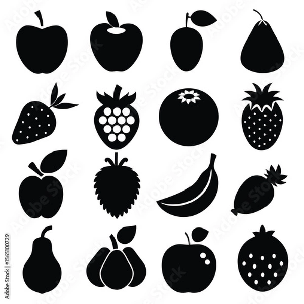 Fototapeta A set of fruits icon vector illustration