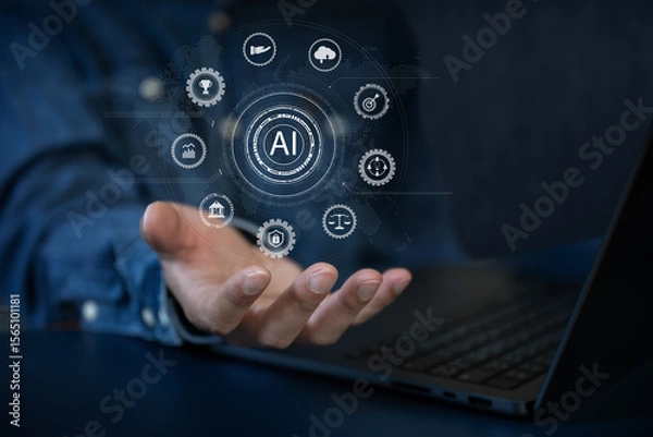 Obraz Business man use artificial intelligence AI help in business job