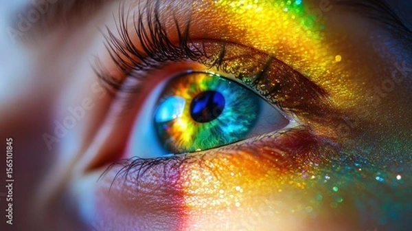 Obraz Close-up eye with vibrant makeup