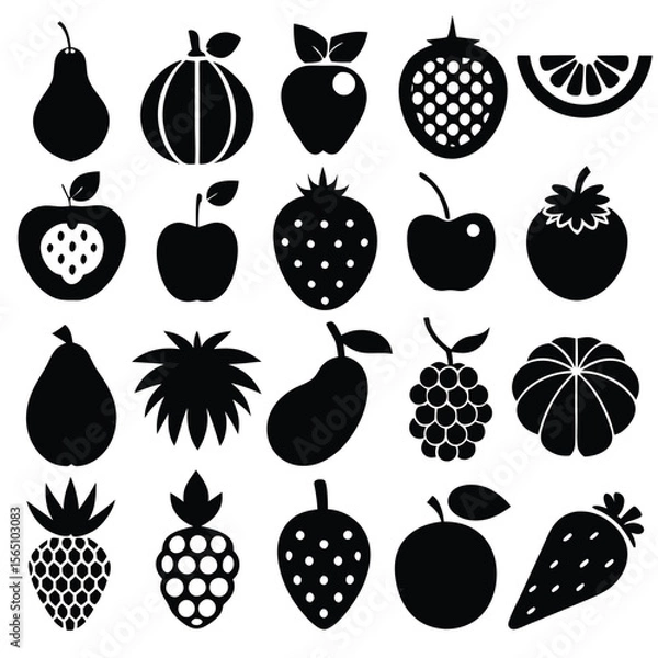 Fototapeta A set of fruits icon vector illustration