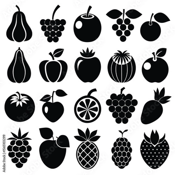 Fototapeta A set of fruits icon vector illustration