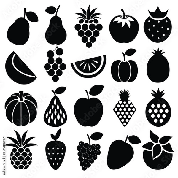 Fototapeta A set of fruits icon vector illustration