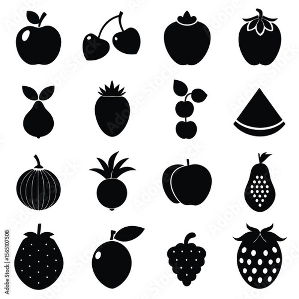 Fototapeta A set of fruits icon vector illustration