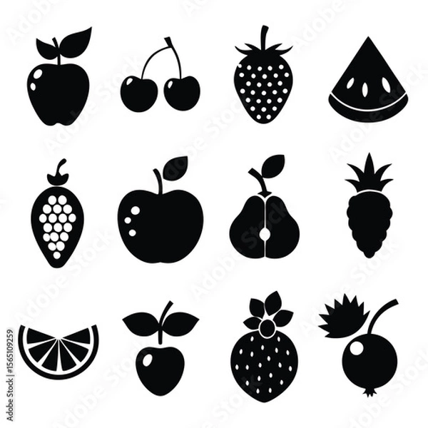 Fototapeta A set of fruits icon vector illustration